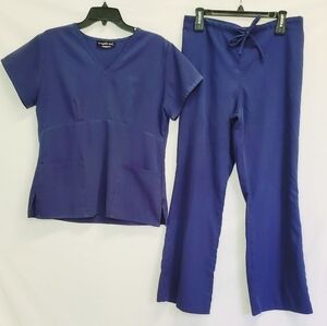 Los Angeles Rose Navy Blue Scrub Set